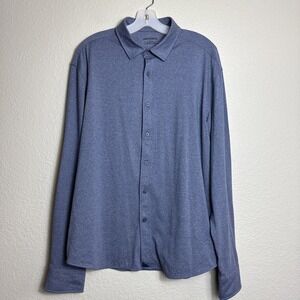 UNTUCKit Men's Long Sleeve Size L Perf Tee BD Storm #40256 Stretch Preppy Blue